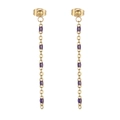 Bohemian gold chain earrings with elegant purple oval accents and minimalist design - Gold Purple Bead Style (KE109154-Z)