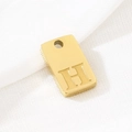 Polished gold stainless steel rectangular pendant featuring an engraved letter H detail - Letter H(KLJ9814-Z) / Gold