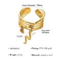 Dettagli dell'anello a serpente multistrato placcato oro 18K con cristallo - Stile Ciondolo Serpente e Cuore (SR020033)