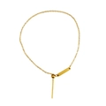 Minimalist Y-shaped 18K gold plated necklace featuring a sliding round clasp and long pendant - Adjustable Bracelet Chain