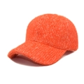 Detailed close-up of orange plush baseball cap showing fluffy faux mohair texture - M (56-58cm) / Orange Red (Plush Feel)