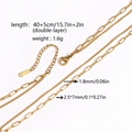 18k gold plated stainless steel double-layer chain necklace with technical dimensions - Double Layer Chain / Gold