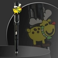 Inkless eternal pencil in glossy black with a cute yellow reindeer cartoon clip decoration - Small Rod HB / Elk