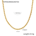 Collier à billes géométriques minimaliste en cuivre plaqué or avec longueur de 40+5cm réglable - Collier / 40+5cm