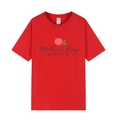 Red cotton short sleeve T-shirt with Mother's Day Brunch and rose print - XS / Tops / Red
