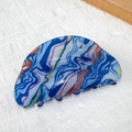 Artistic oil painting style acrylic hair claw with colorful water ripple pattern - Peacock Blue - Semicircle