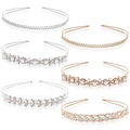 Set of 6 gold and silver bridal headbands with sparkling rhinestones and pearls - 6-Piece Set Silver/Gold