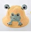 Cute yellow baby sun hat featuring green frog embroidery and 3D eyes details - 8 Months-3 Years (46-50cm) / 05 Yellow (Frog Style)