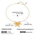 Detailed size chart for the gold starfish pendant necklace made of stainless steel - Gold Style (JDN0212034)