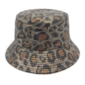 Detail of leopard print bucket hat showing fabric texture and reinforced brim stitching - M (56-58cm) / Dark Brown Coffee Leopard (2#)
