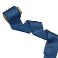 Navy blue frayed edge satin ribbon wrapped on a wooden spool for festive decoration - 4CM X5 Yards (Without Wood Spool) / Dark Navy Blue