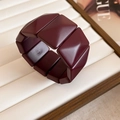 Detail shot of deep red geometric resin blocks on a flexible elastic bracelet band - Square Block Style / Burgundy