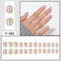 Faux ongles courts carrés avec design French en V pailleté argenté et style queue de sirène - Français Simple Paillettes Argent (Y-465)