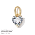 Colgante de corazón chapado en oro de 14K con circonita brillante y base de acero inoxidable - Dorado / Blanco