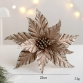 25cm champagne gold artificial Christmas flower with silver glitter for holiday decor - 25cm / Coffee