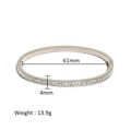 Detail showing 61mm inner diameter and 4mm width of silver plated bangle with pave crystals - Single Row White Zirconia Style (HF-B5118-S-WT)