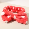 Red bow spa headband with white polka dots made of soft coral fleece material - #9 Red Polka Dot - Single Headband