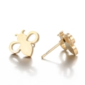 Detailed view of gold bee-shaped stainless steel earrings on a clean white background - Bee (Gold)