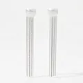 Elegant silver tassel earrings featuring white square pearls with long metallic chains - Square Style (PDE1496)