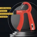 Orange adjustable hand gripper with 5-60kg resistance and mechanical counter - Counting Non-padded / Orange
