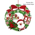 40cm Green Christmas wreath with red glitter ornaments and Merry Christmas sign - 40cm Wreath-Green Big Bow Santa
