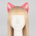 Pink plush handmade cat ear headband for cosplay and Lolita fashion accessories - Pink