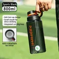 Detail of 800ml black sports water bottle with tea filter and convenient carry handle - 800ML / Black