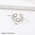 Silver 18k plated chain-style adjustable ring showing dimensions and weight - Ring Link Texture Style (196) / Steel