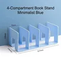 Detail view of light blue 4-compartment acrylic bookend with dimensions 327x144x130mm - Morandi Blue [Extra Long & Thick] 4-Slot Bookend