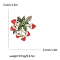 Fashion alloy strawberry brooch with red enamel and rhinestones 3.3x3.2cm size guide - Red