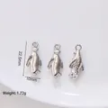 Silver penguin alloy charm pendant for DIY jewelry making, front and back view details - 6# Silver Penguin