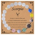 Scorpio blue sand and white crystal beaded bracelet with zodiac charm on display card - Scorpio-Style 3