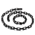 Set collana e bracciale in acciaio nero 10mm con maglie testurizzate su sfondo bianco - Set Nero (KS138816-KFC)