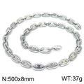 Collana a catena con maglie ancora naso di maiale in acciaio inossidabile argento 500x8mm - Stile B Collana Naso di Maiale (Larghezza 8mm) / 50cm / Colore acciaio