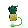 Cute yellow pineapple silicone straw cover cap for dust protection on reusable straws - Pineapple-1704-36