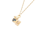 Golden travel necklace with blue globe, plane and crystal camera charms on flat link chain - Airplane Earth Camera Set