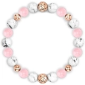 Rosa Zebra-Jaspis und Lavastein 8mm Perlenarmband mit Akzenten in Roségold-Optik - Rosenquarz und Weißer Türkis Mit Gold-Abstandshaltern