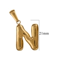 Minimalist 18K gold plated stainless steel letter N bubble pendant in 21mm size - Letter N / Gold