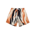 Badehose für Jungen mit orange-schwarzem Tigermuster und weißem Kordelzugband - 152 / Dunkles Streifenmuster
