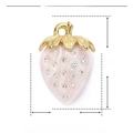Detailed dimensions of pink strawberry resin pendant with rhinestones and steel loop - Rose Pink Strawberry
