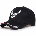 Schwarze US Air Force Baseballkappe mit weißem Logo-Stick und taktischem Baumwoll-Twill-Stoff - Verstellbar / Schwarz