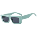 Retro rectangle sunglasses in mint green with wide temples and dark grey lenses - Mint Green Frame Grey Lens