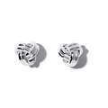 Polished S925 silver twisted rope knot stud earrings with a minimalist geometric design - Silver