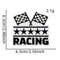Detailed size specifications for racing theme embroidery patch with 6.5cm x 6.3cm dimensions - Racing Patch #28 (RACING Star Flag)