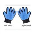Blue pet grooming gloves set for deshedding and massage with adjustable wrist strap - Left Hand / Sky Blue