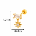 Gold star cartilage piercing stud with crystal zircon and screw back closure - Rectangular Eight-Pointed Star Style (2603-5# Gold)