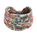 Boho Stirnband aus elastischer Baumwolle mit rotem Blumenmuster und modischem Knoten - Weiß mit rot-grauem Blumenmuster (#64)