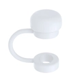 White flower silicone straw cover cap for 10mm straws compatible with Stanley cups - Translucent White Cylinder