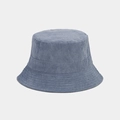 Close-up of gray-blue corduroy bucket hat showing detailed ribbed fabric texture - M / Aqua