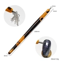 Amber pattern magnetic cat eye nail art tool with dimensions and metal tip details - CT-22 Steel Ball Magnetic Pen